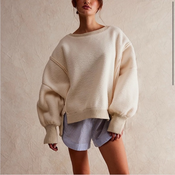 Free People Sweaters - Free People We The Free Cozy Camden Cream Slouchy Women's Crew Neck Pullover XS